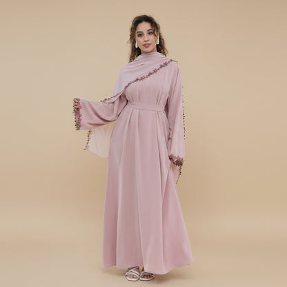 Muslim Women Nida Abaya Dress With A Laced Matching Hijab #261355
