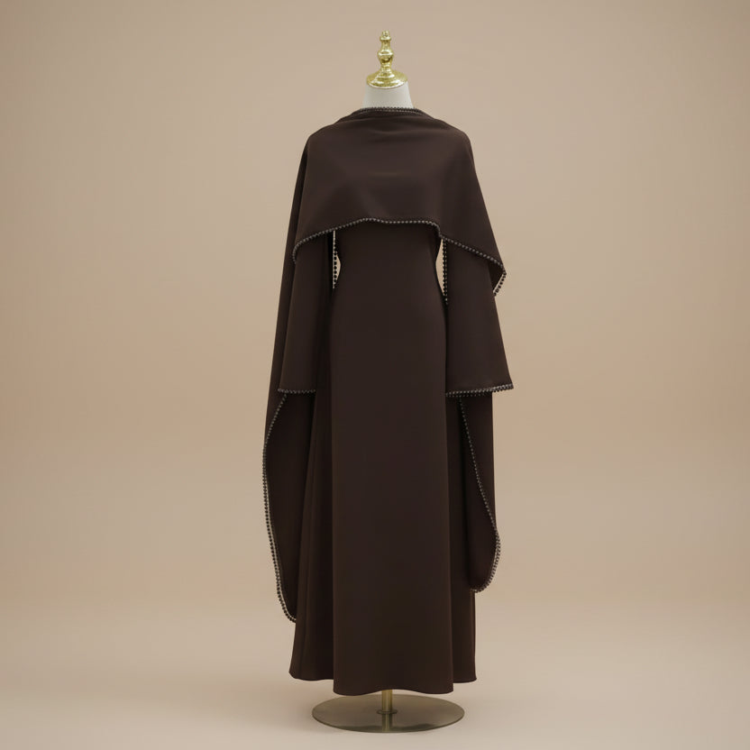 Muslim Women Embellished Beads Cape Abaya Dress #261167