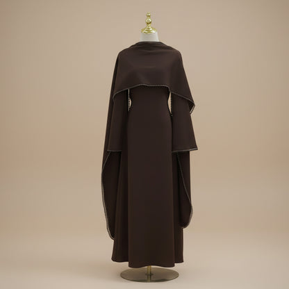 Muslim Women Embellished Beads Cape Abaya Dress #261167