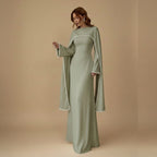 Muslim Women Embellished Beads Cape Abaya Dress #261167