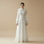 Exquisite Embroidery Double Layers Abaya Dress #261240