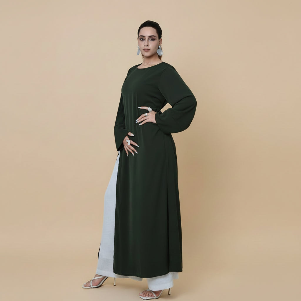 Side Slit Abaya Dress For Women - Modest Abaya - Nida - #261102