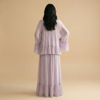 Muslim Women Embellished Rhinestones Short Sleeve Abaya Dress With Cape #261239