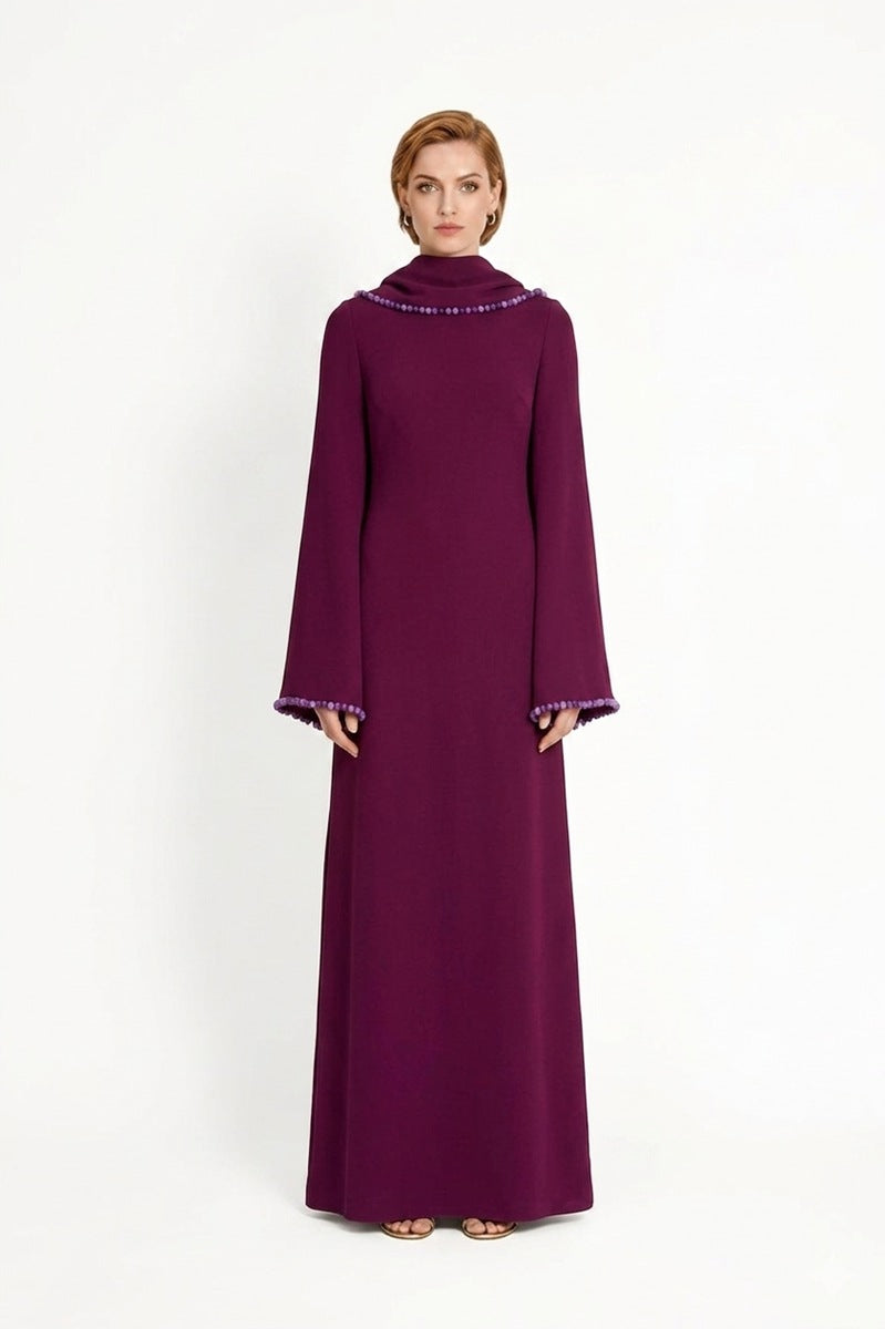 Muslim Women Embellished Beads Cape Abaya Dress #265385