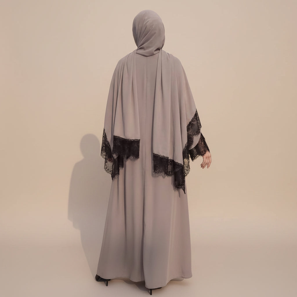Muslim Women Lace Abaya Dress With Matching Hijab #261175