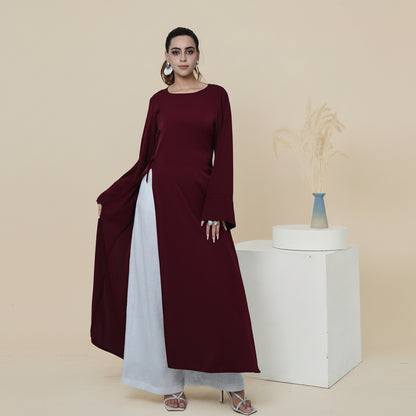Side Slit Abaya Dress For Women - Modest Abaya - Nida - #261102
