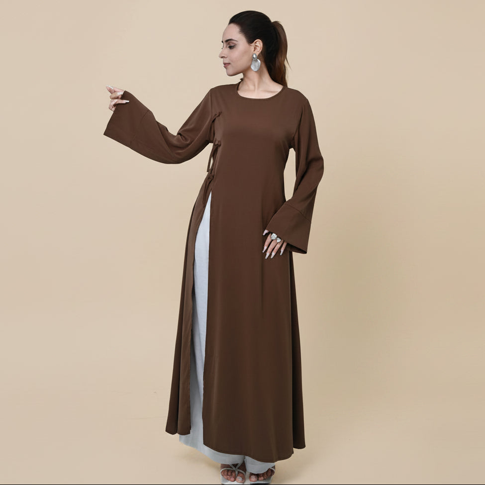 Side Slit Abaya Dress For Women - Modest Abaya - Nida - #261102