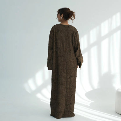 Muslim Women Double-sided Luxury Jacquard Abaya Dress #261130