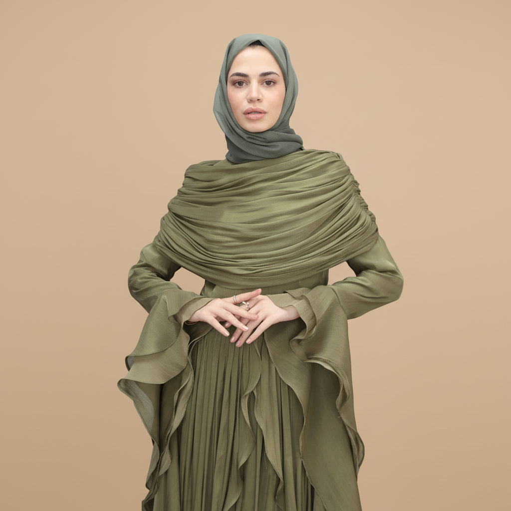 Muslim Women Abaya Dress With Cape #261169