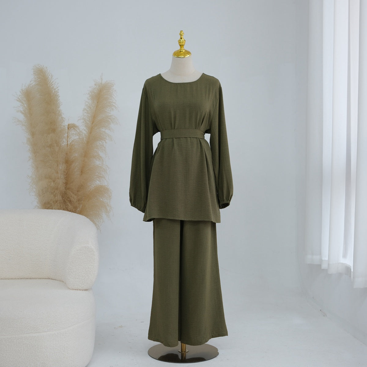 Daily Wear Muslim Women 2 Pieces Set Tops And Pants Suit Set #251325