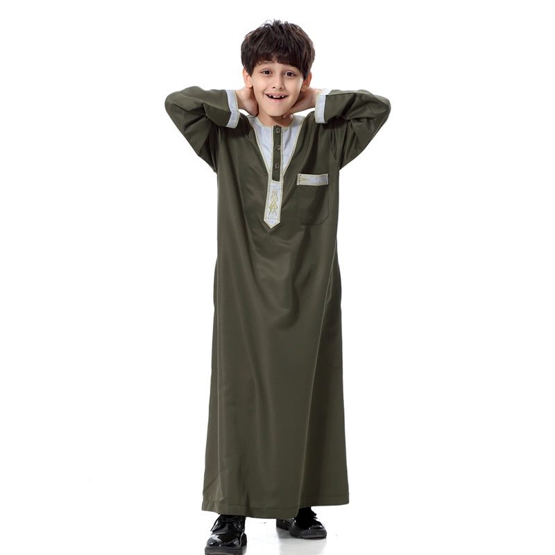 Muslim Boy Arab Embroidery Thobe Thawb