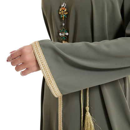Muslim Women Hooded Rhinestone Caftan Kaftan Dress Djellaba