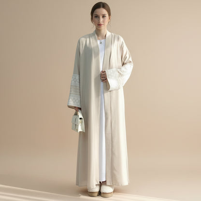 Embroidery Sleeve Cardigan Open Abaya Dress