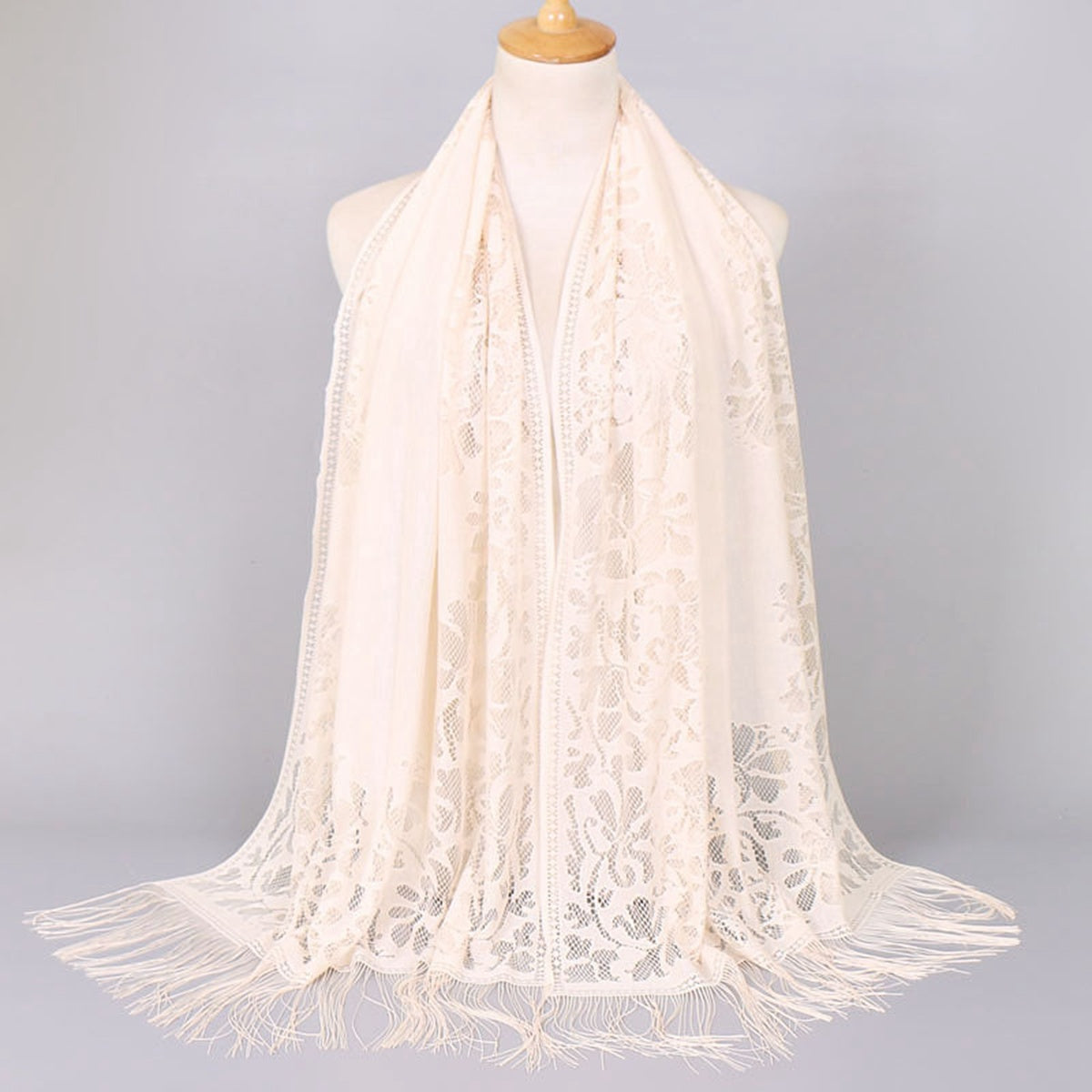 Muslim Women Lace Hollow Tassel Hijab Scarf #26VS068