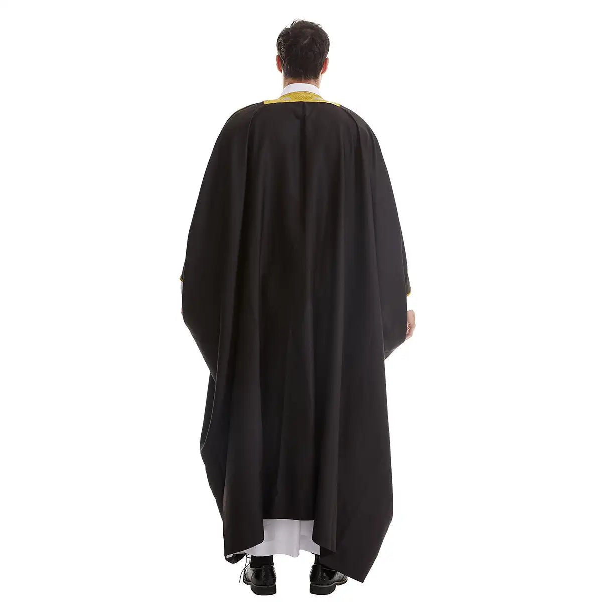 Thick Fabric Tassel Gold Embroidery Men Bisht - Black/Beige/White/Tan