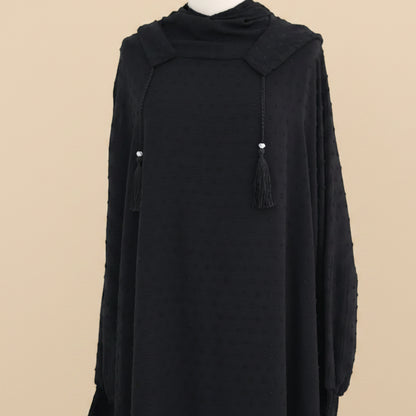 Muslim Women Hooded Polka Dots Printed Jilbab Abaya Dress #261196