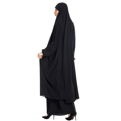 Muslim Women Jilbab Suit Prayer Dress 2 Pieces Set With Tops Robe Jilbab And Skirt