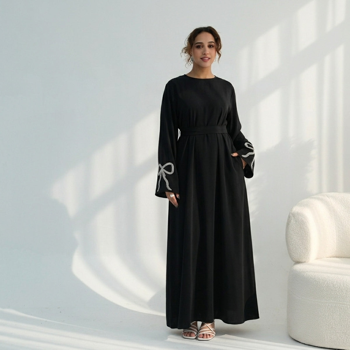 Muslim Women 3 Pieces Set Abaya Dress With Inner Dress, Outer Abaya an Urgarment Muslim Women 3 Pieces Set Abaya Dress With Inner Dress, Outer Abaya an Urgarment