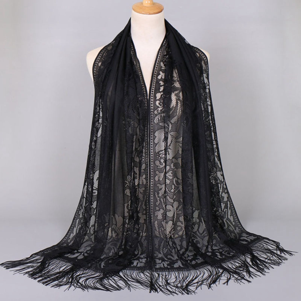 Muslim Women Lace Hollow Tassel Hijab Scarf #26VS068
