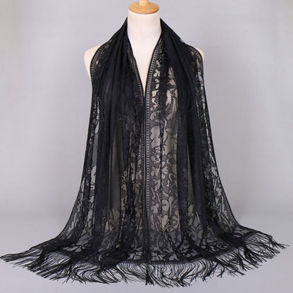 Muslim Women Lace Hollow Tassel Hijab Scarf #26VS068