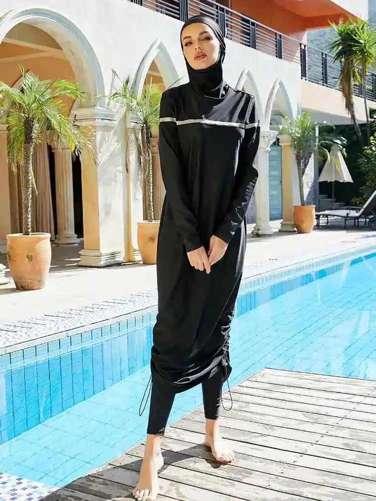 3 Pieces Set Burkinis Islamic Swimwear Full Cover Hijab Swimsuit Halal Bathing Suit #2510454