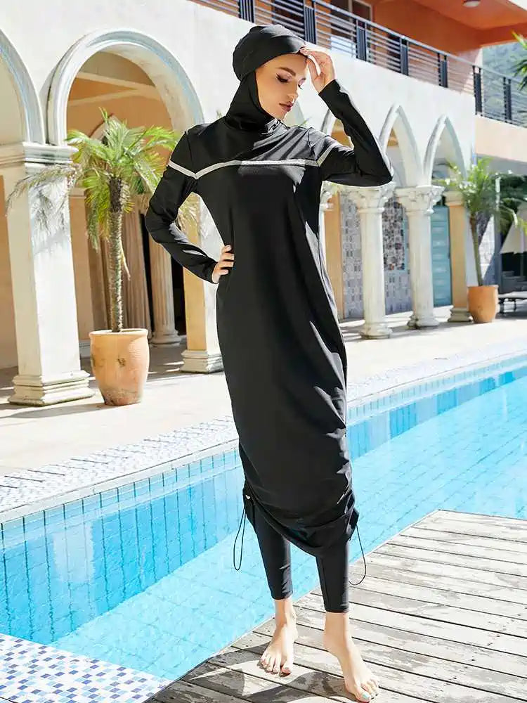 3 Pieces Set Burkinis Islamic Swimwear Full Cover Hijab Swimsuit Halal Bathing Suit #2510454