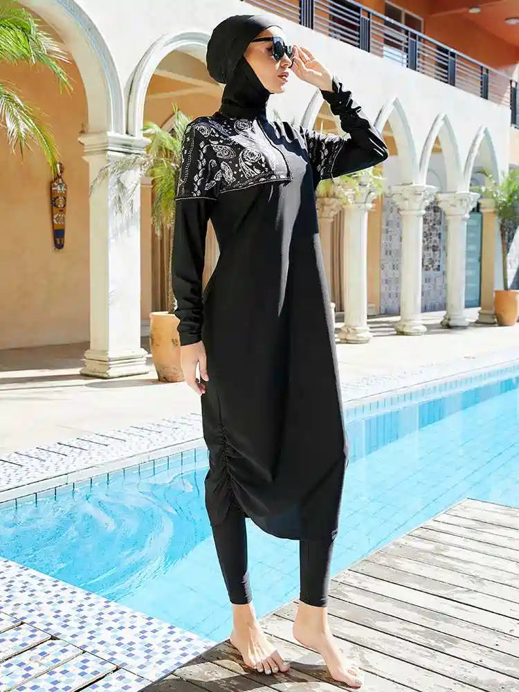 3 Pieces Set Burkinis Islamic Swimwear Halal Hijab Swimsuit Bathing Suit #2510455