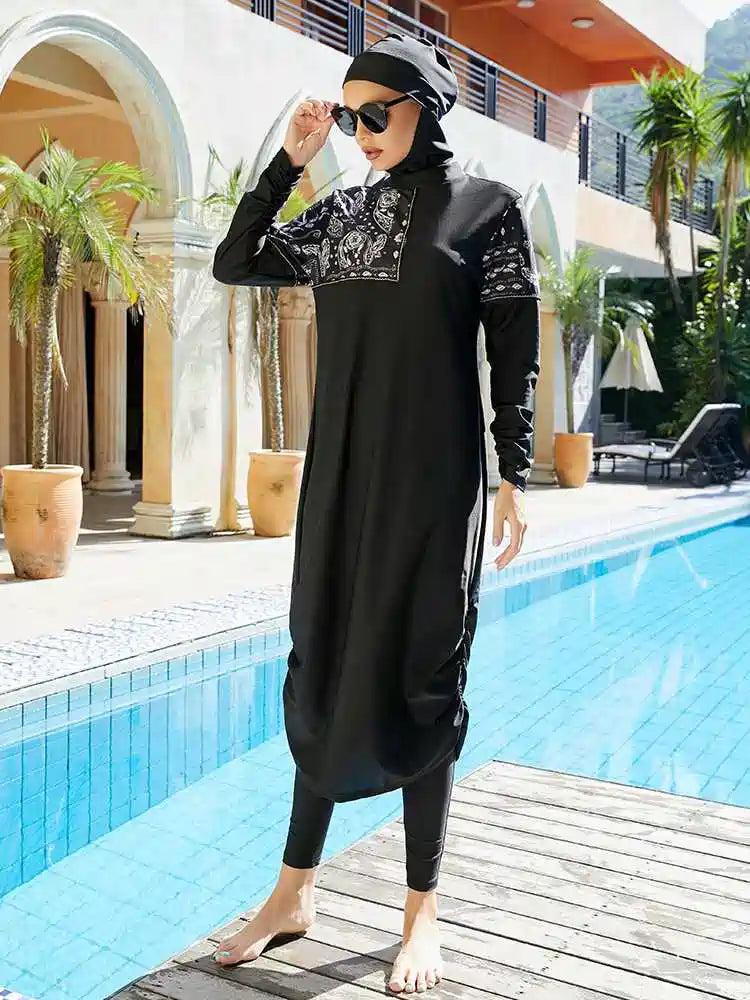 3 Pieces Set Burkinis Islamic Swimwear Halal Hijab Swimsuit Bathing Suit #2510455