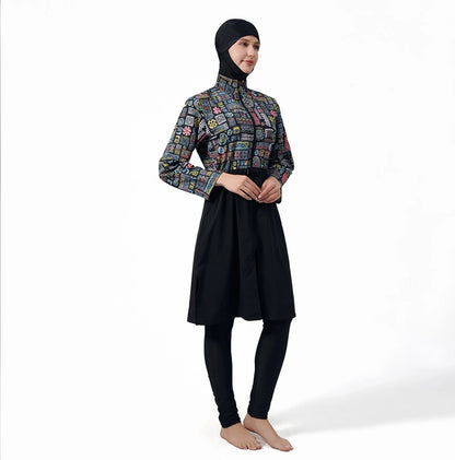 3 Pieces Set Burkinis Printed Swimwear Swimsuit Halal Bathing Suit #25022