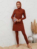 Muslim Women 4 Pieces Set Burkinis Swimwear Swimsuit With Midi Wrap #2611037