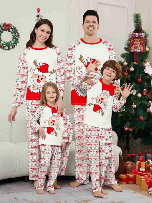 Red-Nosed Reindeer Christmas Matching Family Pajamas Pjs Set