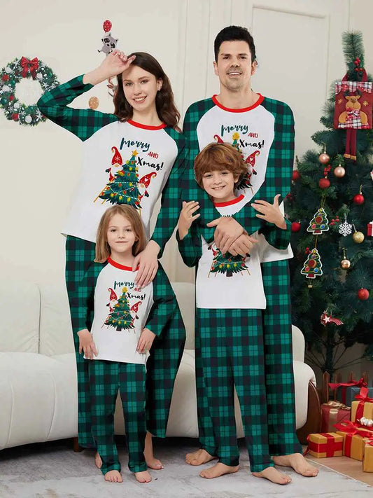 Christmas Matching Family Pajamas Pjs Set With Christmas Trees