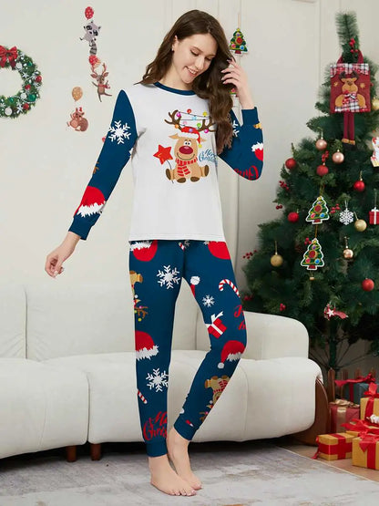 Christmas Reindeer Printed Matching Family Pajamas Pjs Set