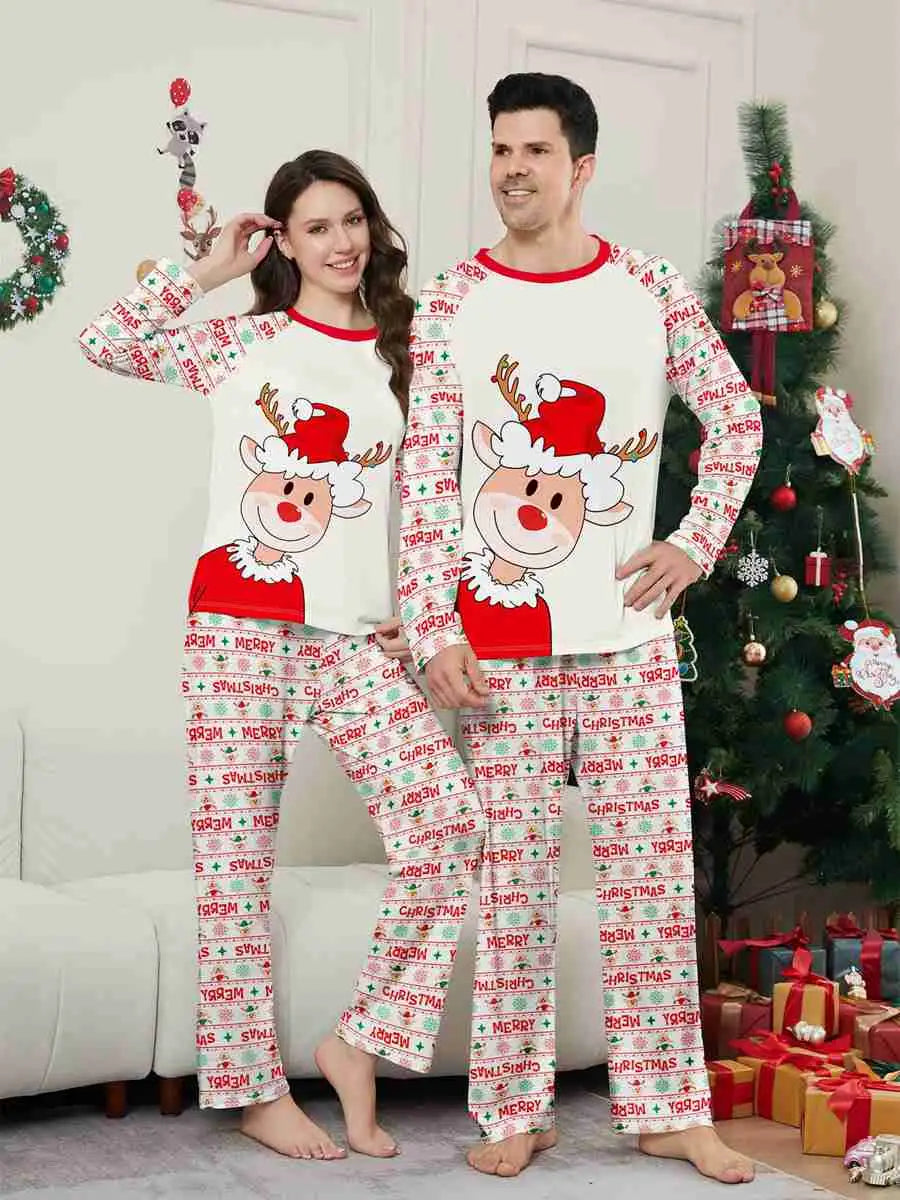 Red-Nosed Reindeer Christmas Matching Family Pajamas Pjs Set