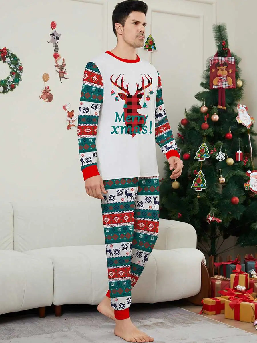 Christmas Matching Family Pajamas Pjs Set With Reindeer