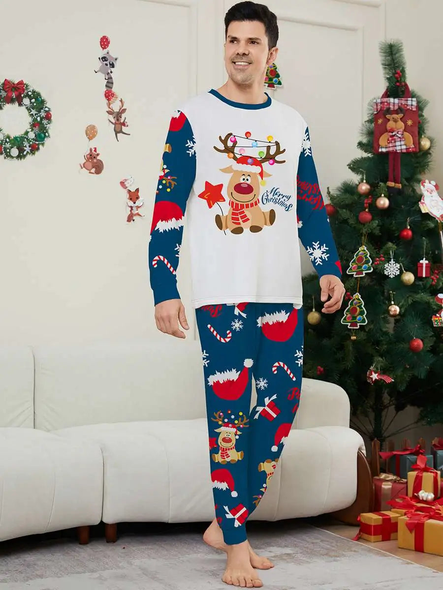 Christmas Reindeer Printed Matching Family Pajamas Pjs Set