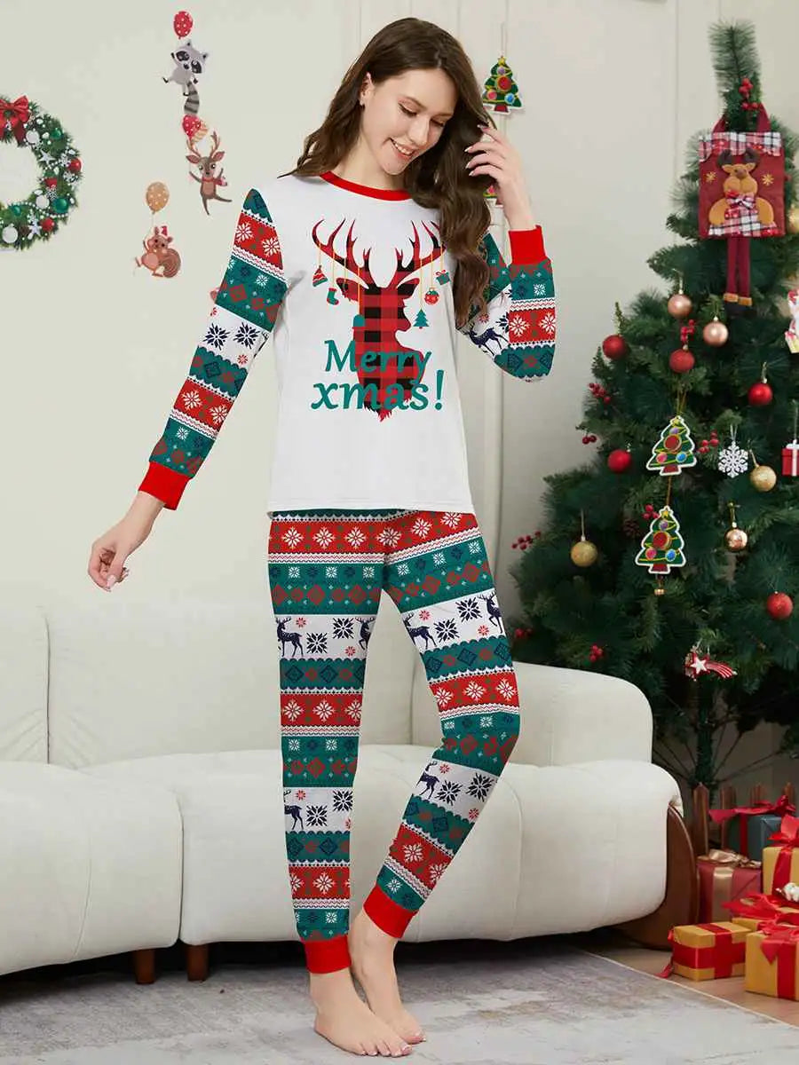 Christmas Matching Family Pajamas Pjs Set With Reindeer