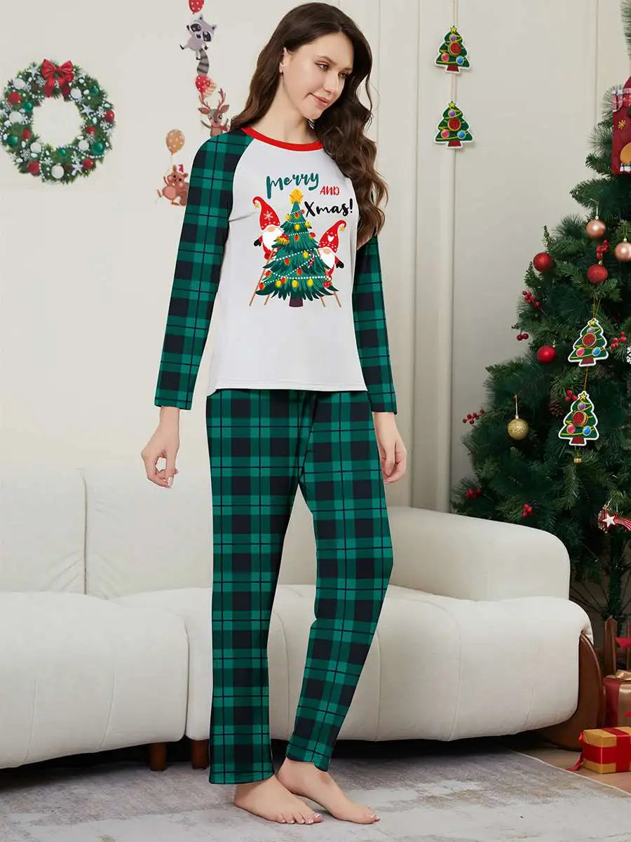 Christmas Matching Family Pajamas Pjs Set With Christmas Trees