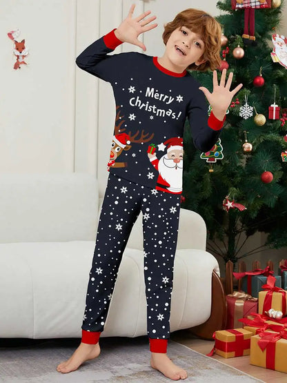 Santa Claus Reindeer Christmas Matching Family Pajamas Pjs Set