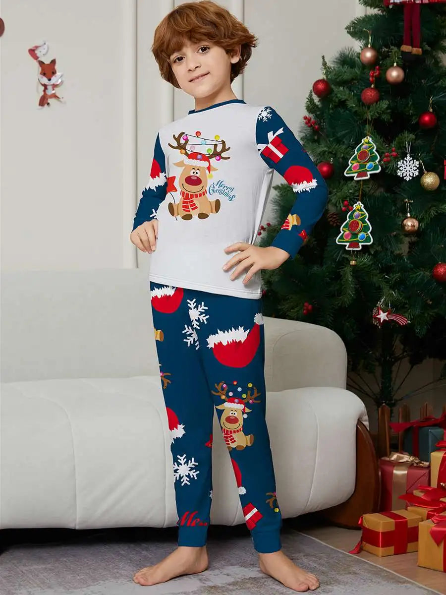 Christmas Reindeer Printed Matching Family Pajamas Pjs Set