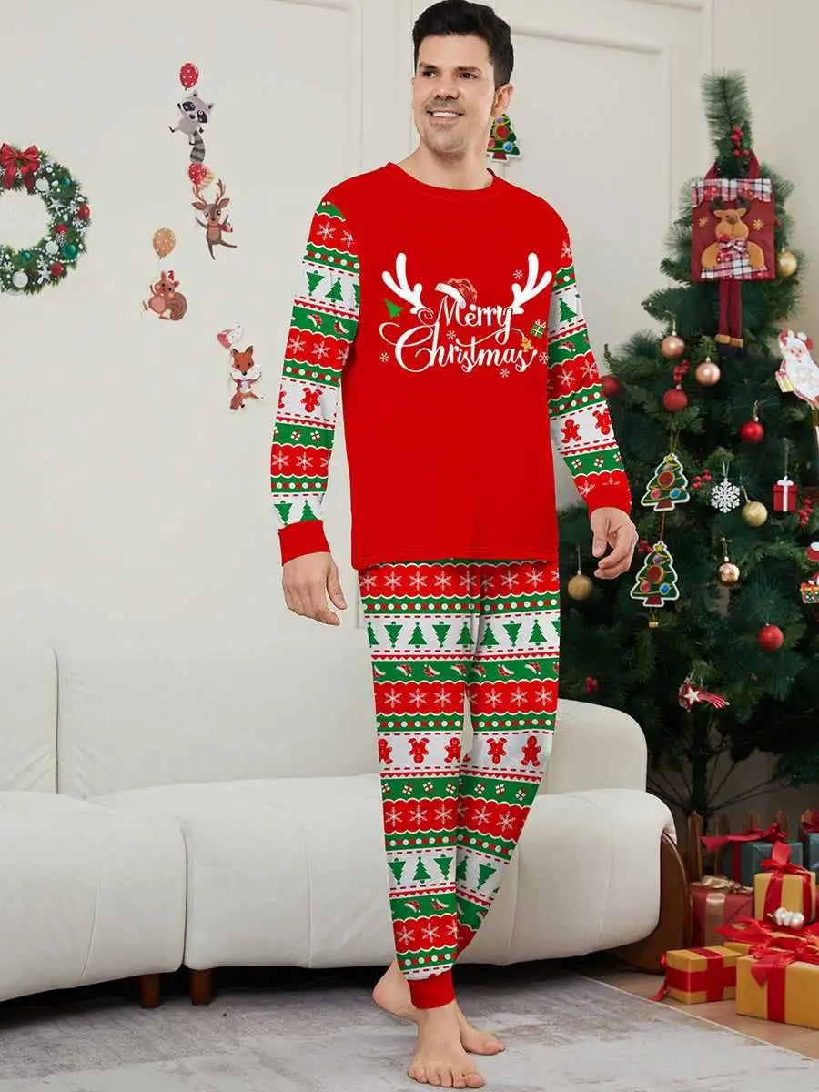 Antler Christmas Matching Family Pajamas Pjs Set