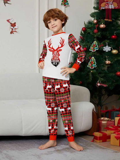 Reindeer Head Christmas Matching Family Pajamas Pjs Set