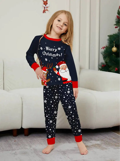 Santa Claus Reindeer Christmas Matching Family Pajamas Pjs Set