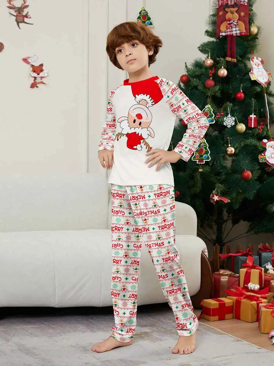 Red-Nosed Reindeer Christmas Matching Family Pajamas Pjs Set