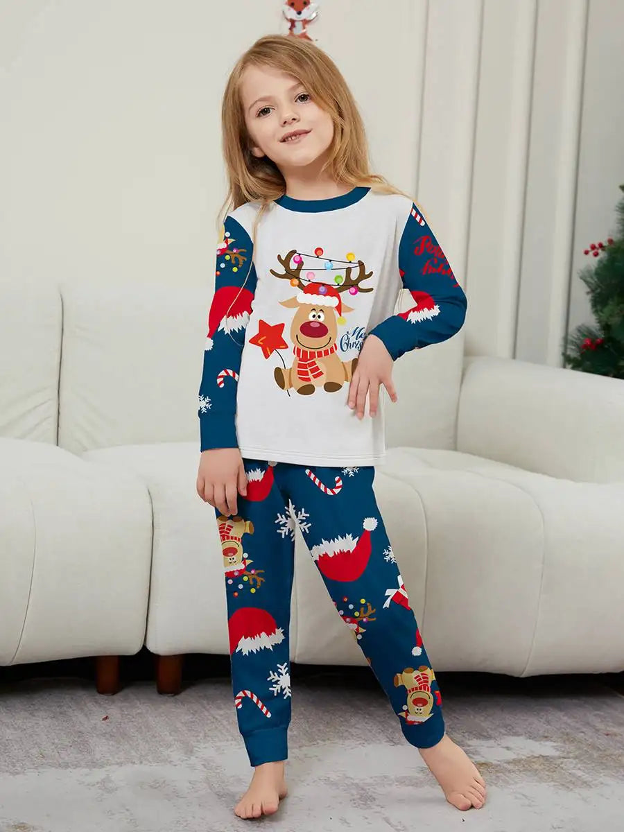 Christmas Reindeer Printed Matching Family Pajamas Pjs Set