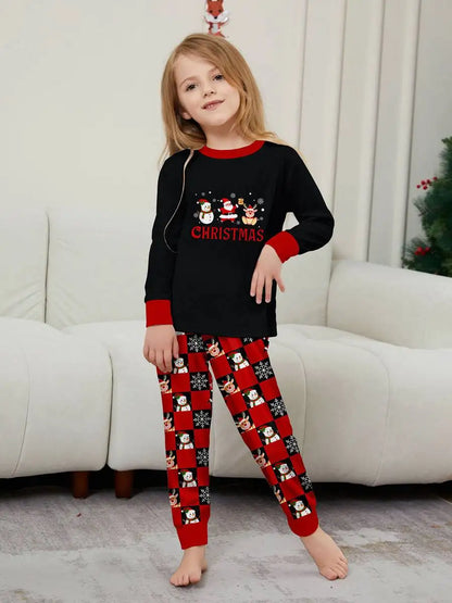 Christmas Matching Family Pajamas Pjs Set With Santa Claus Snowman Reindeer