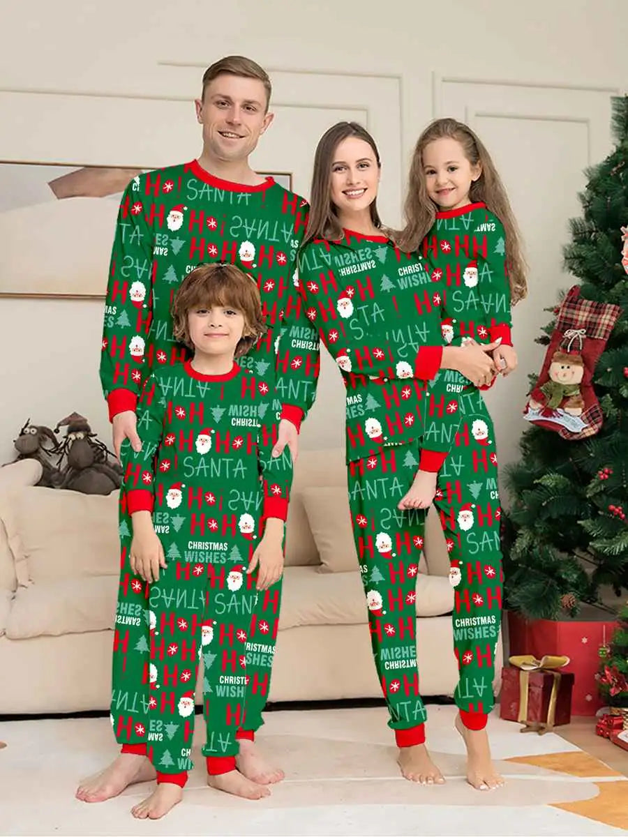 Printed Christmas Matching Family Pajamas Pjs Set #24881