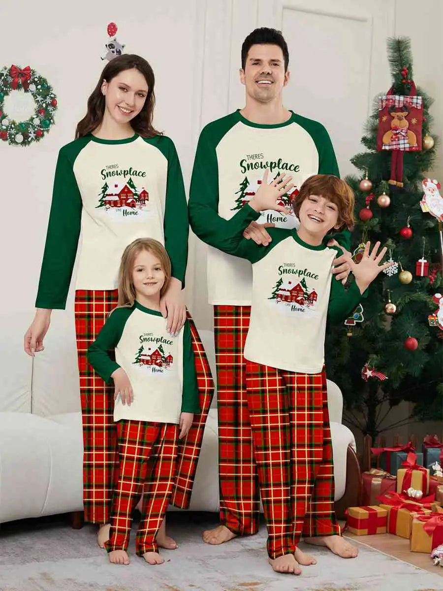 Printed Christmas Matching Family Pajamas Pjs Set #24581