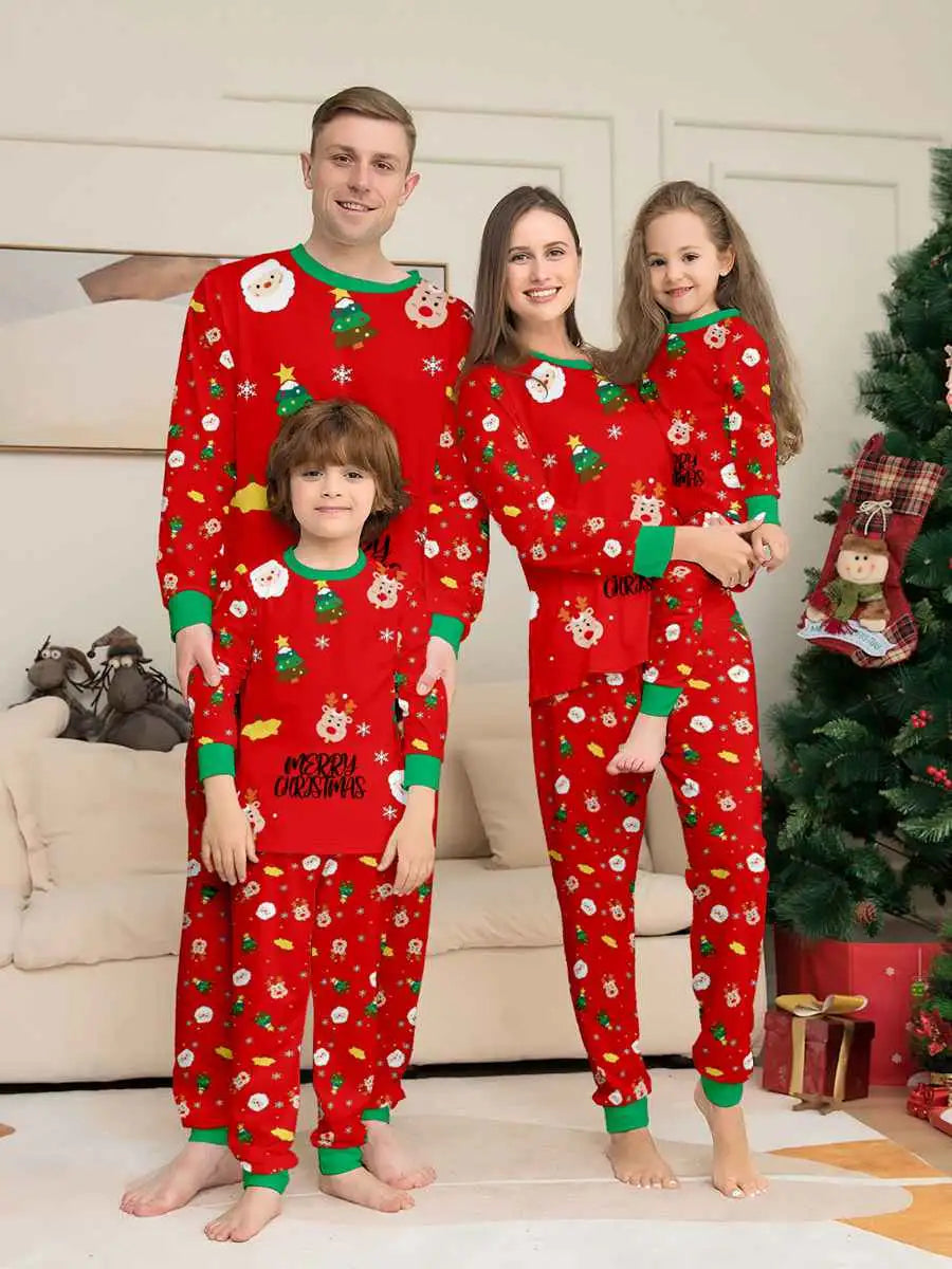 Printed Christmas Matching Family Pajamas Pjs Set #24083