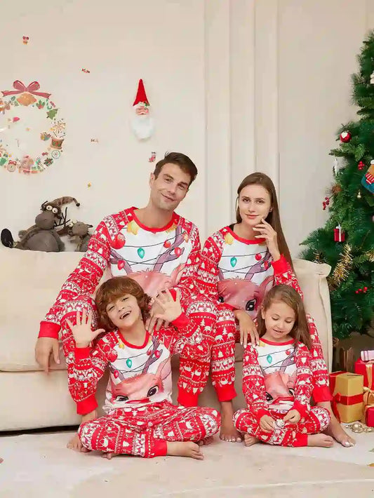 Cute Christmas Matching Family Pajamas Pjs Set Sleepwear #24302